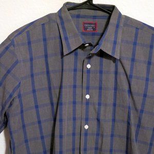 UNTUCKit Shirt Mens XL Long Sleeve Button Gray Blue Stripes Slim Fit
